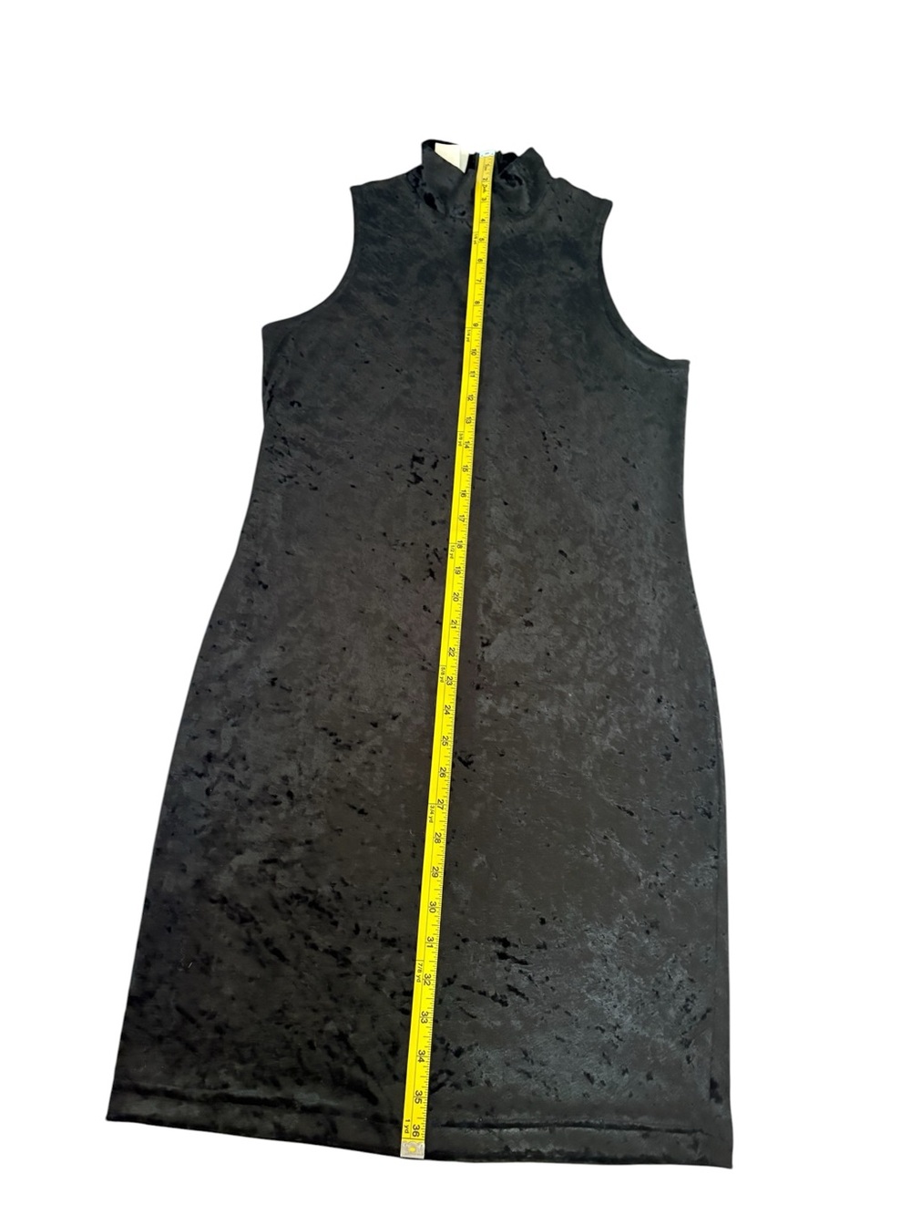 VTG 90s Zanoni by Jalate Crushed Velvet Mock Neck Dress Black Medium Goth Grunge - Picture 5 of 12